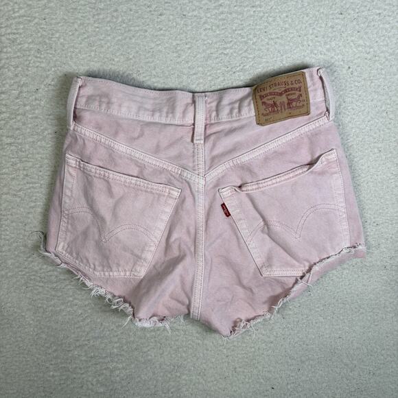Levis 501 Denim Shorts Womens sz 24 Waist Pink Button Fly Cut Off Raw Hem - Picture 13 of 15